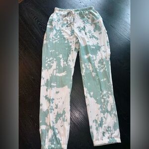 Green & White Tie Dye Casual Joggers S/M